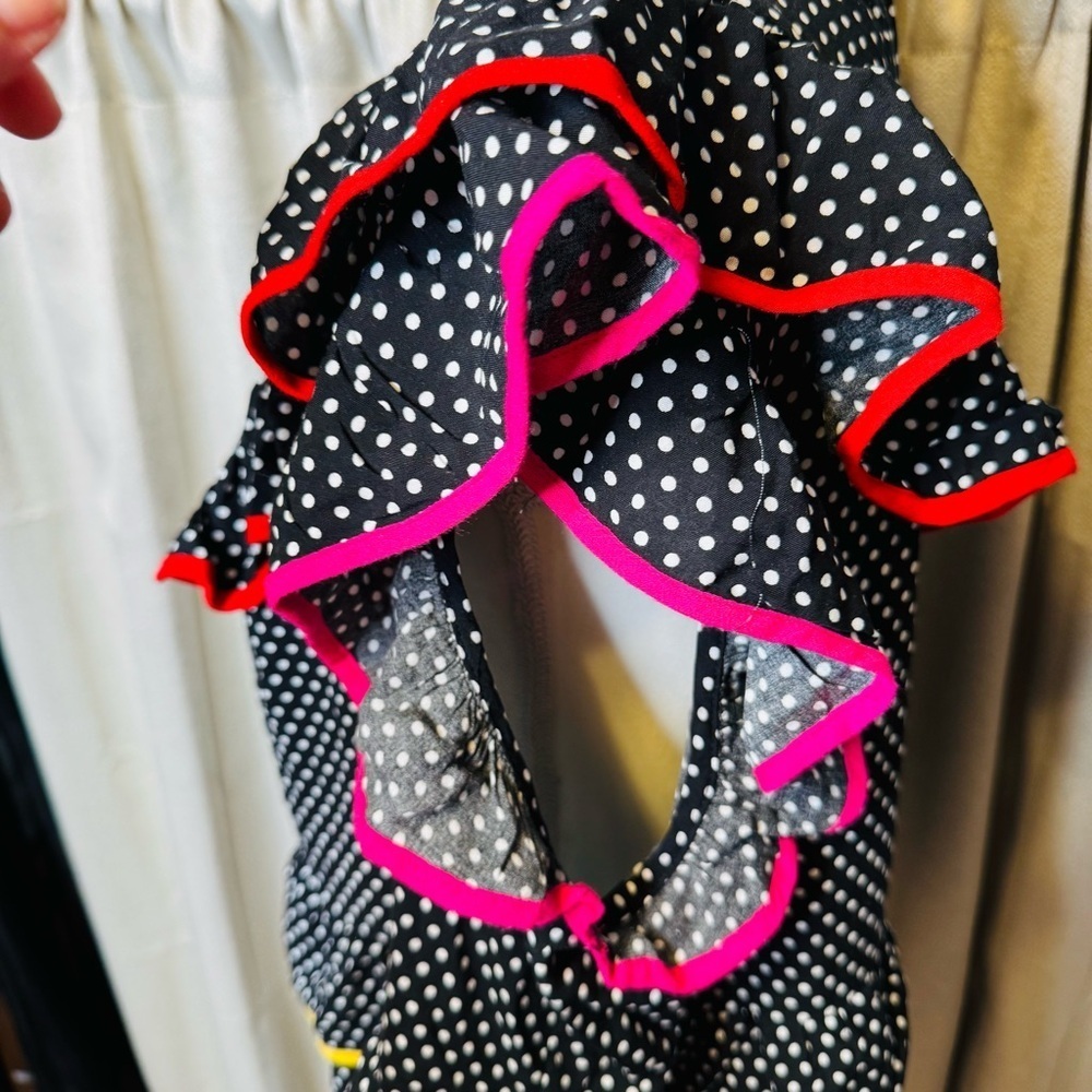 ANDREE BY UNIT Black and White Polka Dot Ruffled Bubble Blouse - Picture 9 of 11